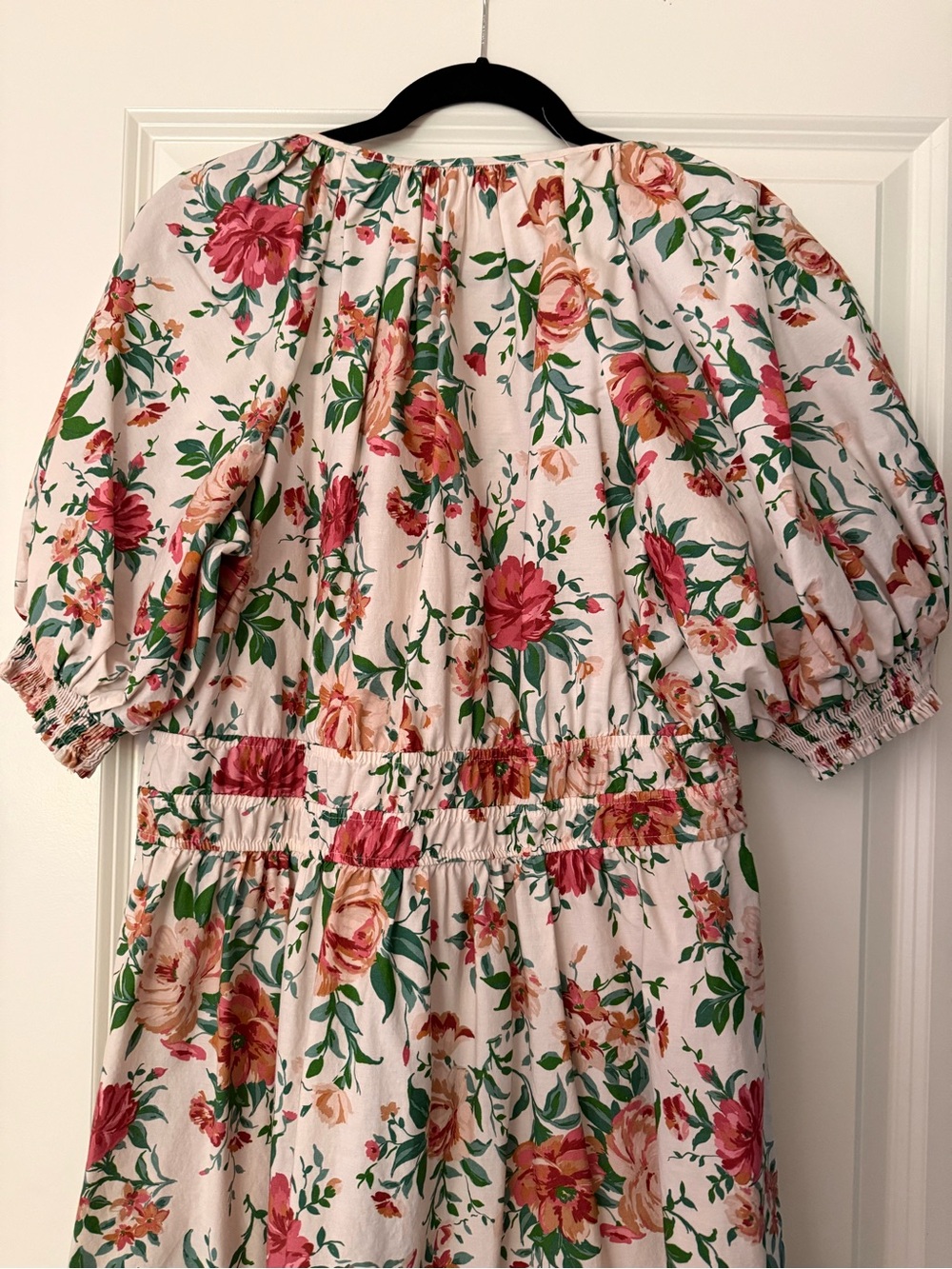 Anthropologie Cream Maxi Dress with Pink and Green Floral Print - Picture 6 of 10
